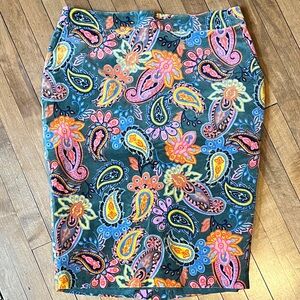 Boden Colorful Paisley Pencil Skirt